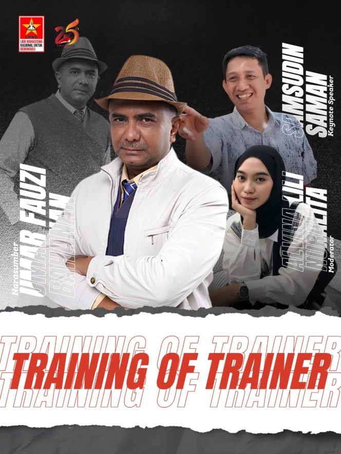 
 Poster kegiatan Training of Trainer (TOT) tentang pengelolaan media sosial dalam menyambut Harlah LMND Ke-25 Tahun.