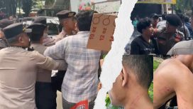 Tindakan Represif Polisi terhadap Massa Aksi yang sedang mengawal Sidang Kasus Kebakaran Depo Plumpang di Pengadilan Negeri Jakarta Selatan