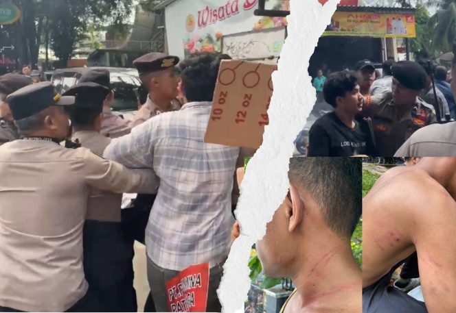 
 Tindakan Represif Polisi terhadap Massa Aksi yang sedang mengawal Sidang Kasus Kebakaran Depo Plumpang di Pengadilan Negeri Jakarta Selatan