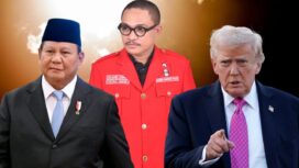 Foto: Prabowo Subianto (Presiden Indonesia), Sujahri Somar (Ketua Umum DPP GMNI), Donald Trump (Presiden USA)