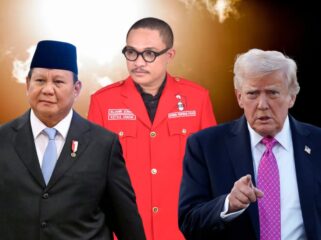 Foto: Prabowo Subianto (Presiden Indonesia), Sujahri Somar (Ketua Umum DPP GMNI), Donald Trump (Presiden USA)